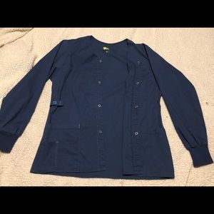 Women’s Navy WonderWink Snap Front Scrub Jacket